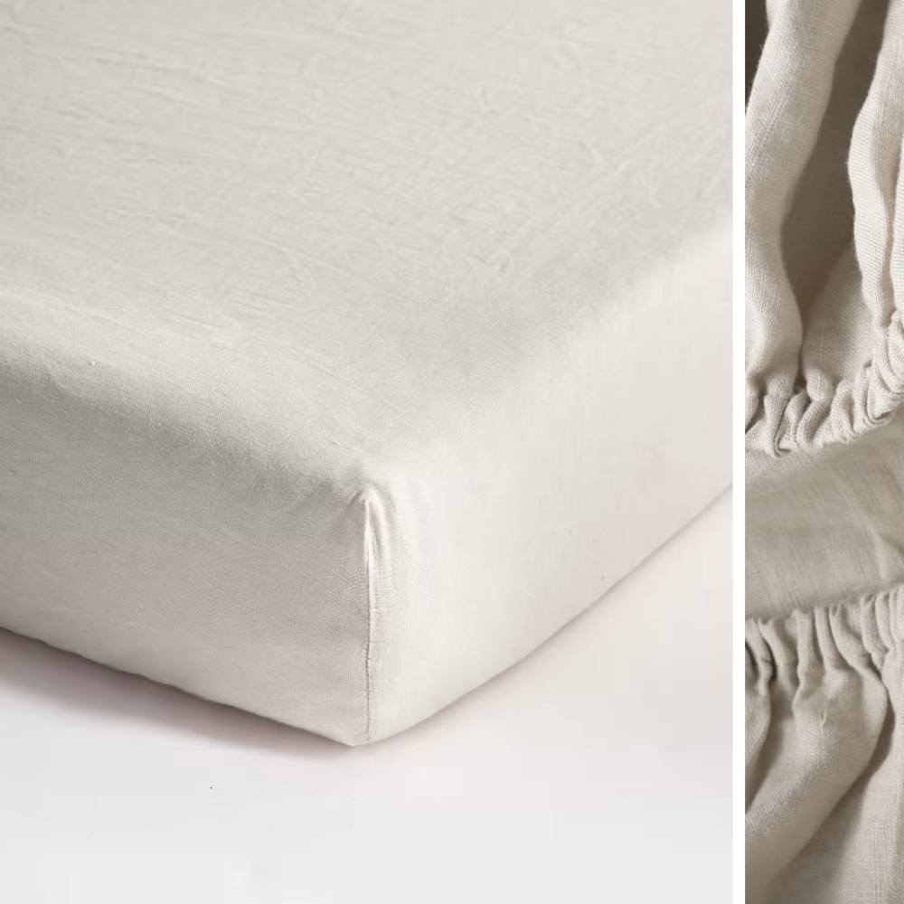 Crib Sheet by Quince Cream Luxury Bedding Sheets (TWO)